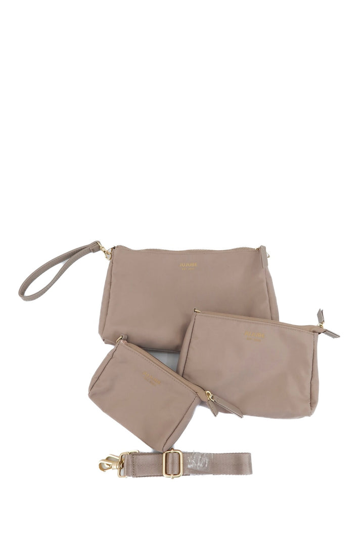 jujube taupe nylon wristlet set (retail $65)