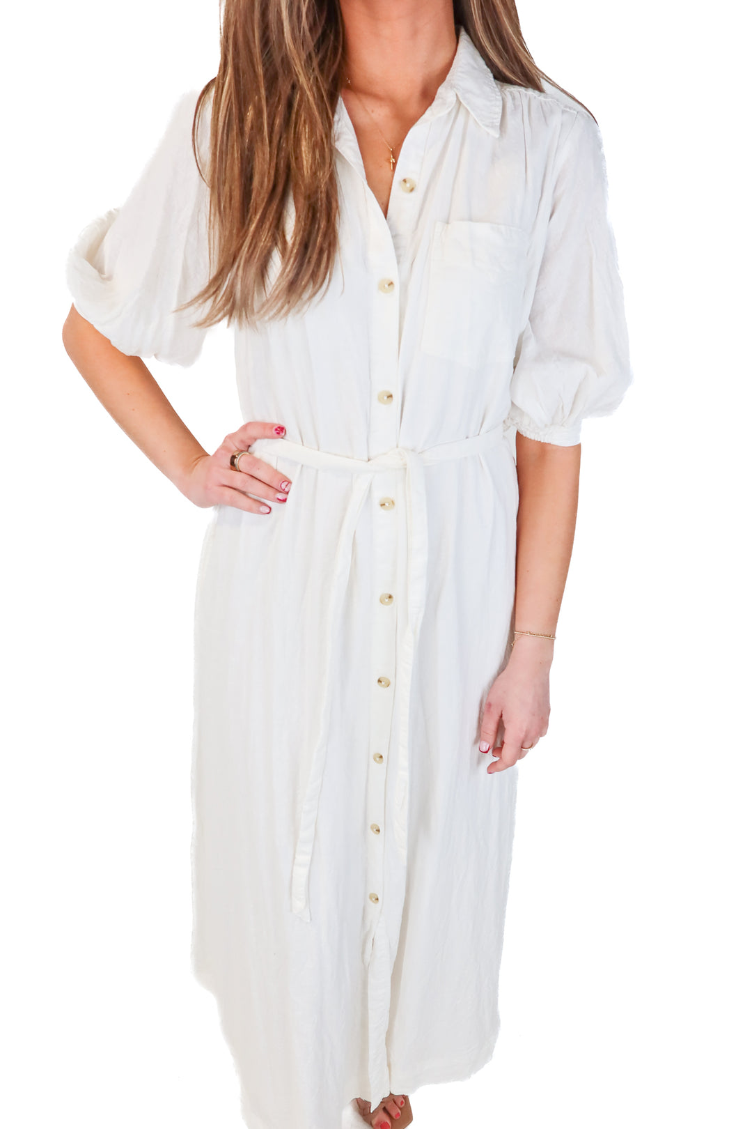 maeve white linen maxi dress (xs; retail $98)