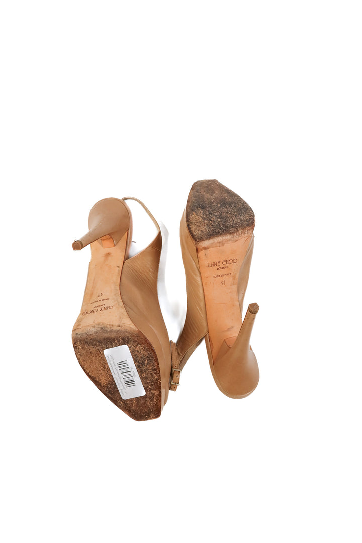 Jimmy choo nude platform heels (41; retail $895)