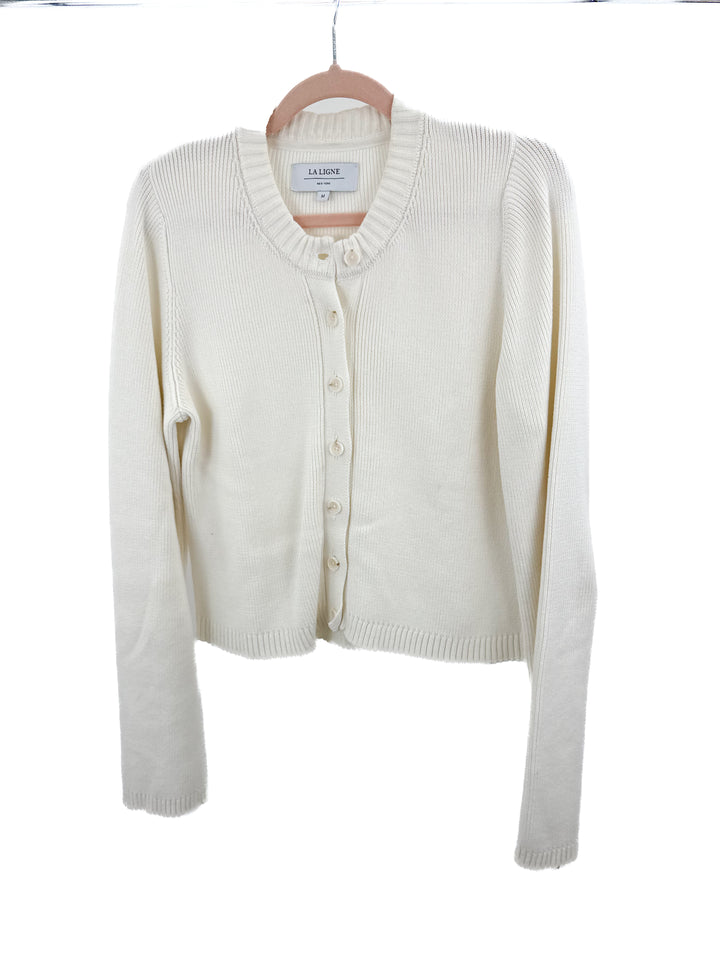 La Ligne Cotton Romeo Cardigan in Cream NWOT (M; retail $225)