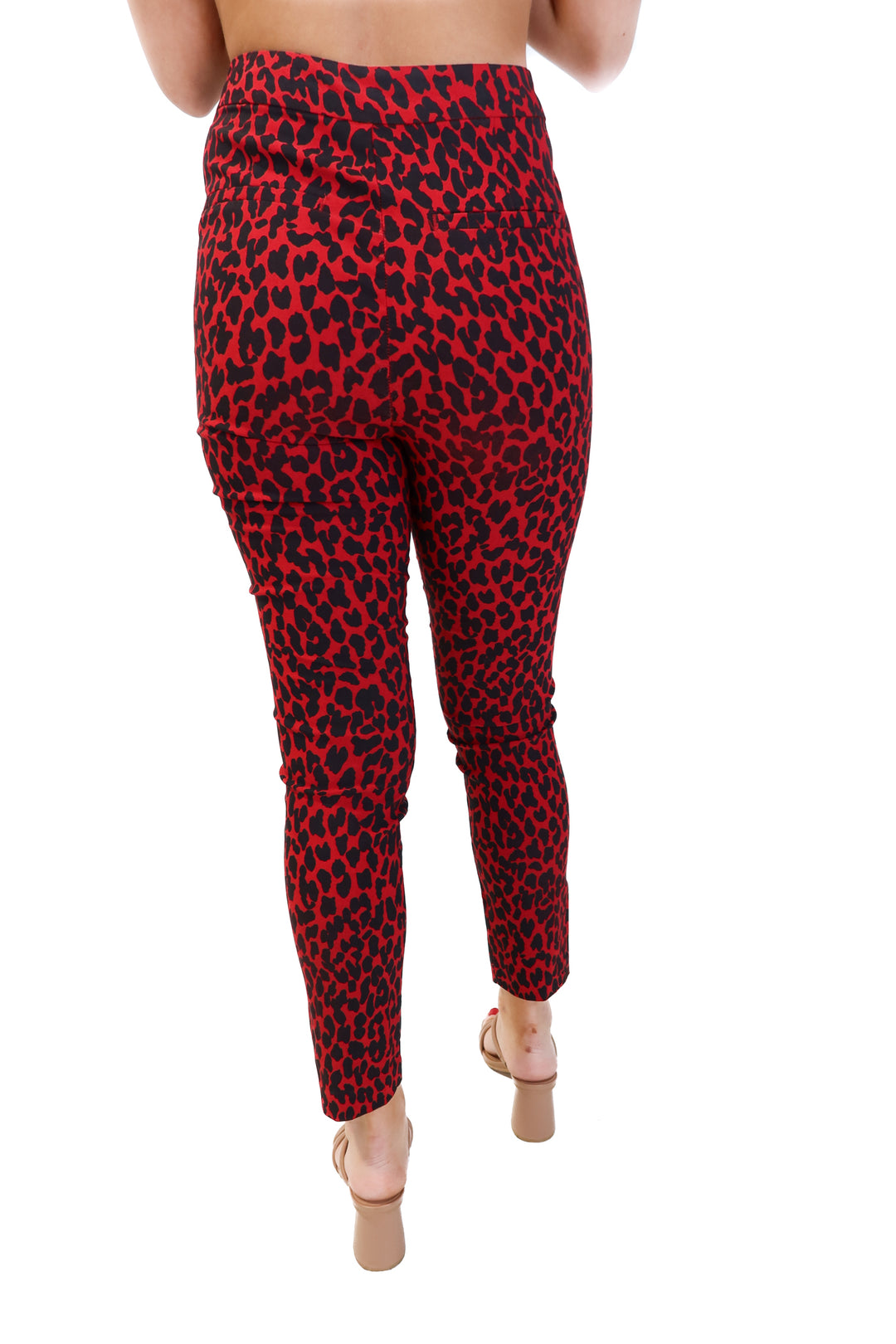 Zara red cheetah trouser style pants (xs)