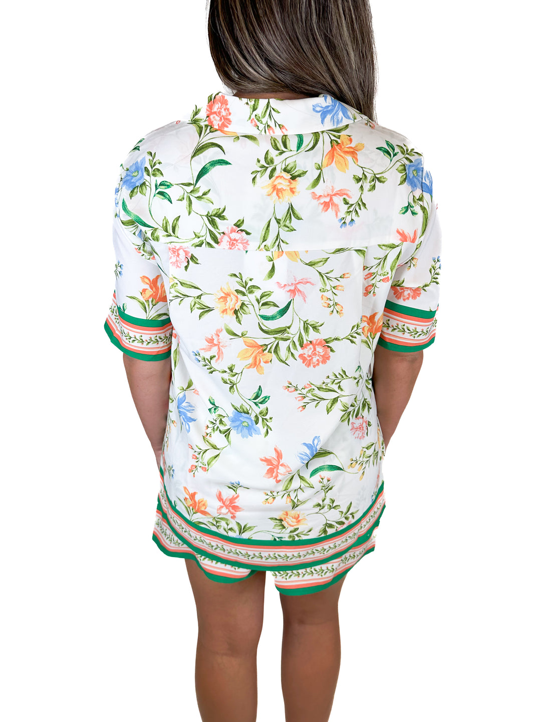 WAYF Floral Camp Shirt & Floral Border Print Shorts Set NWT (M)