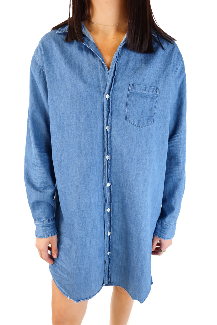 Frank & Eileen Chambray Shirt Dress (L; retail $328)
