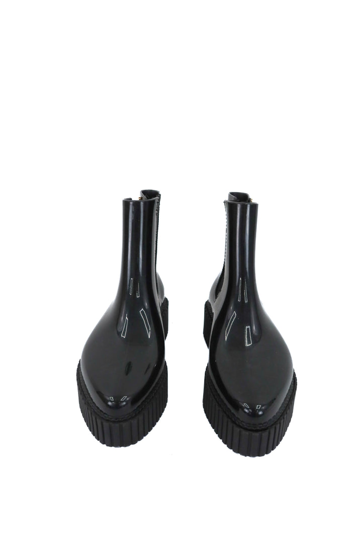 vivienne westwood x melissa black platform waterproof boots (6; retail $200)