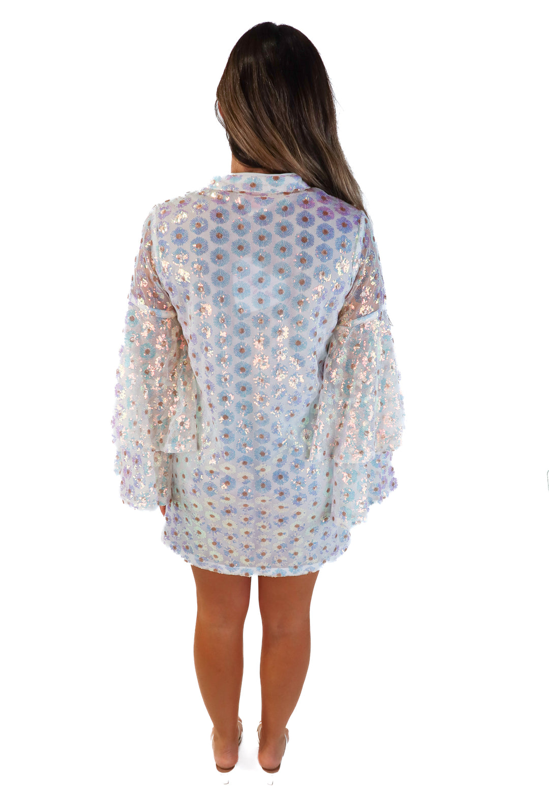 Buddy love iridescent floral sequin dress (s; retails for $107)