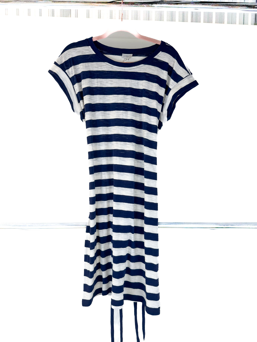 j.crew navy/white striped dress (M)