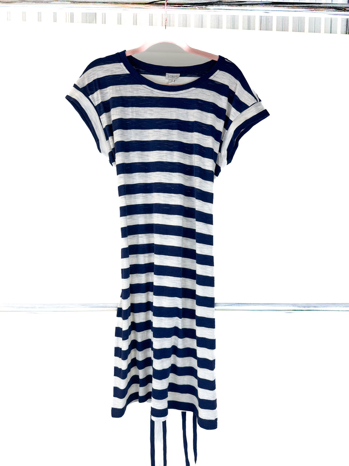 j.crew navy/white striped dress (M)