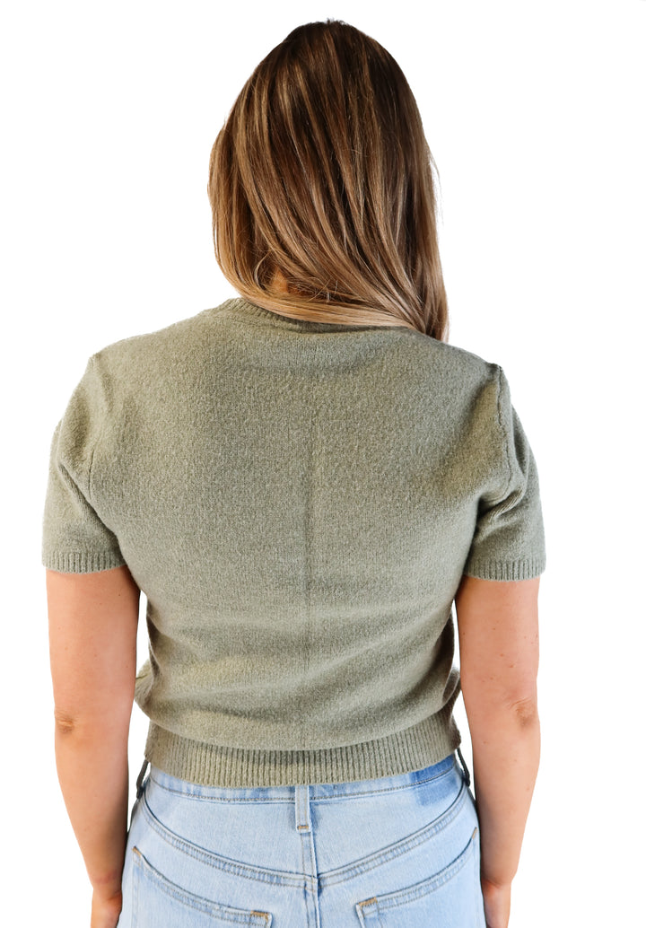 Abercrombie & Fitch sage green knit top (M; retail $50)