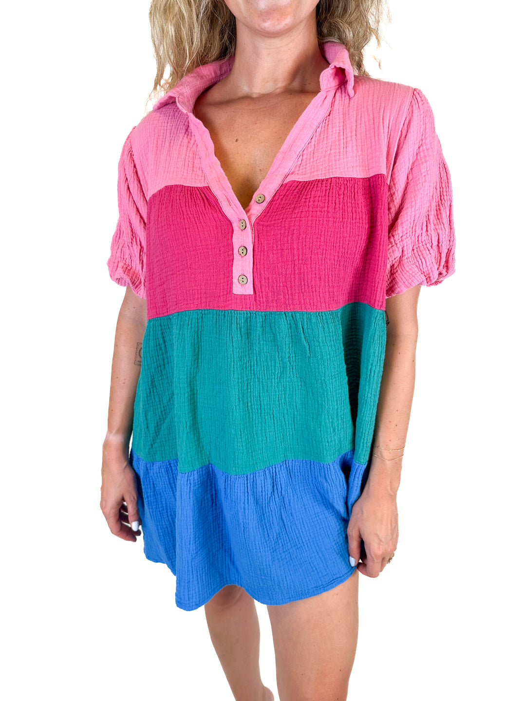 Peace Love Colorblocked Mini Dress (M)