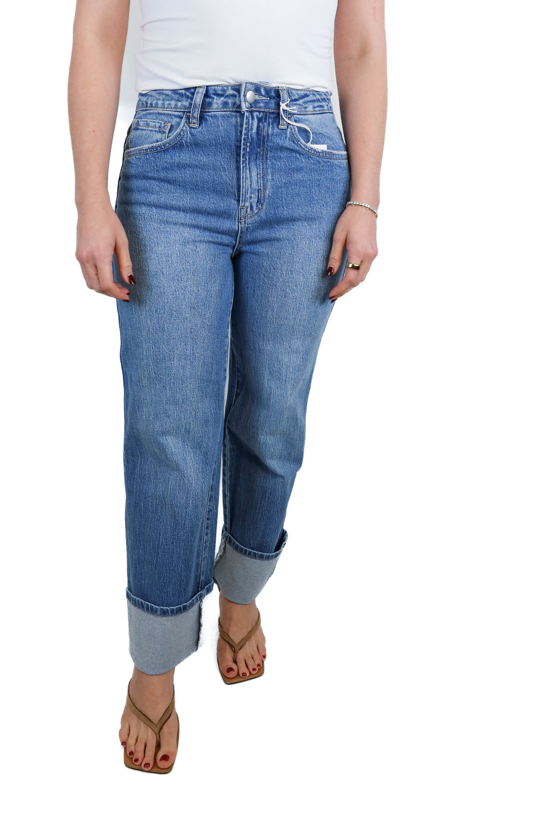 vici medium wash cuff jeans NWT (25; retail $74)