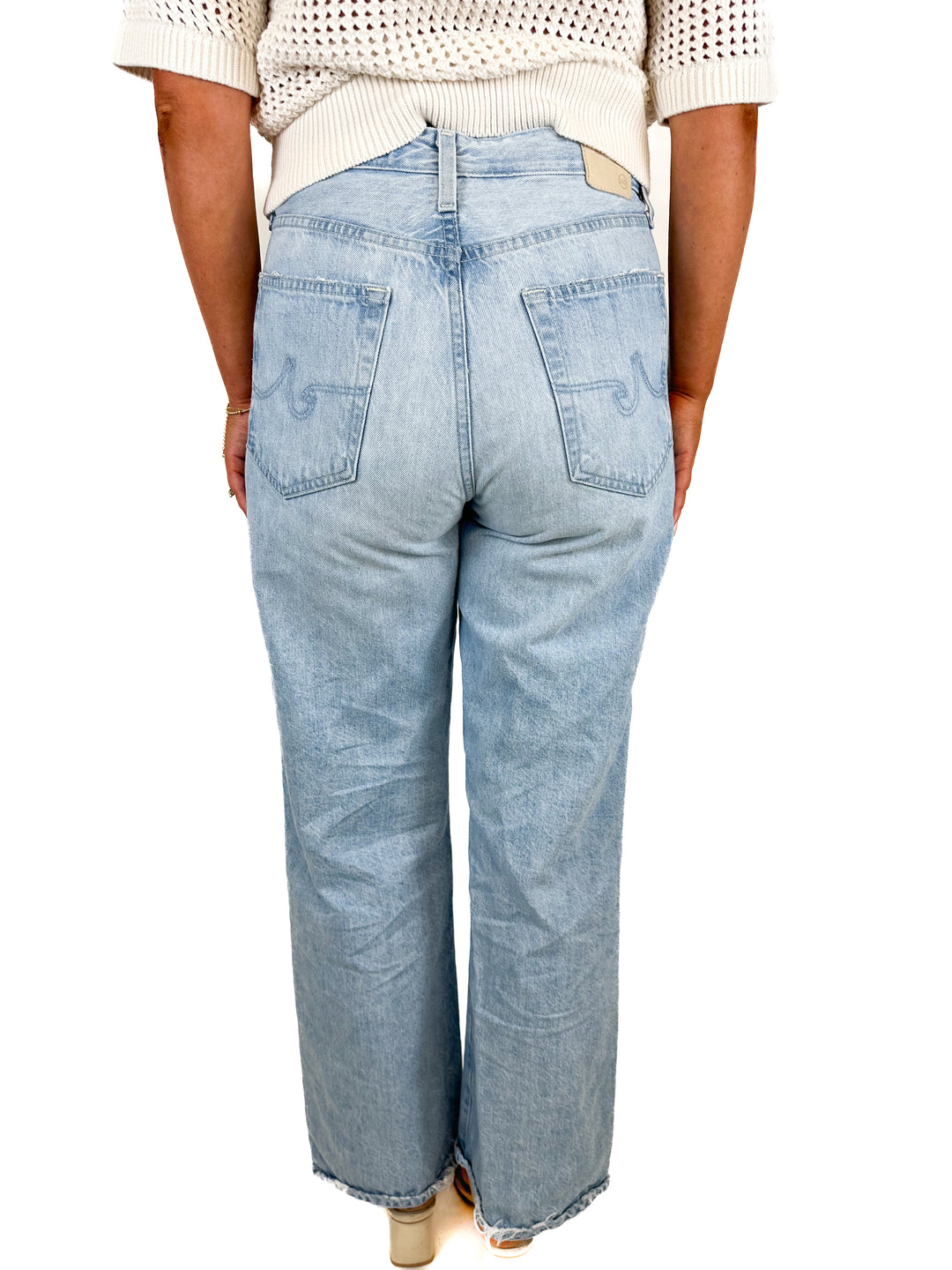 AG High-Rise Wide Leg Light Blue Wash Jeans (30)