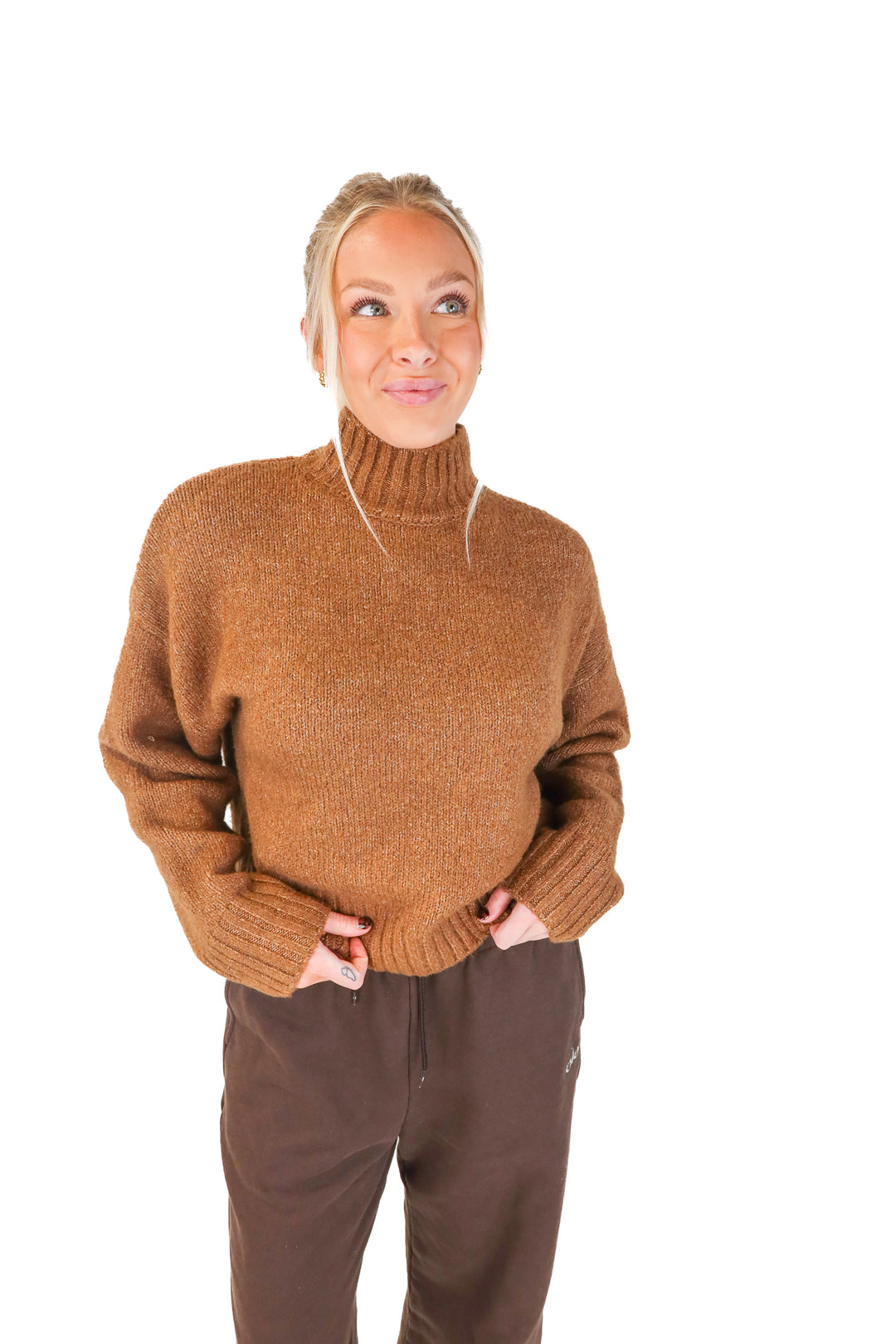 wayf brown turtleneck sweater NWT (m; retail $60)