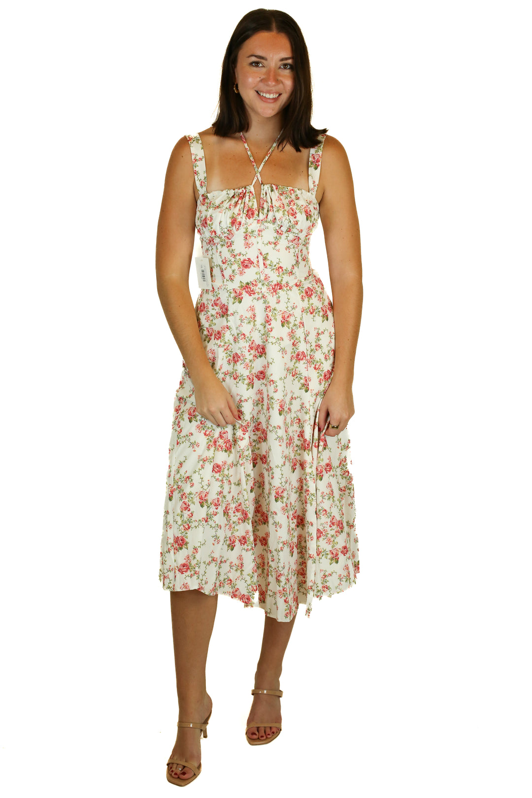 commense floral corset midi dress (M) NWT