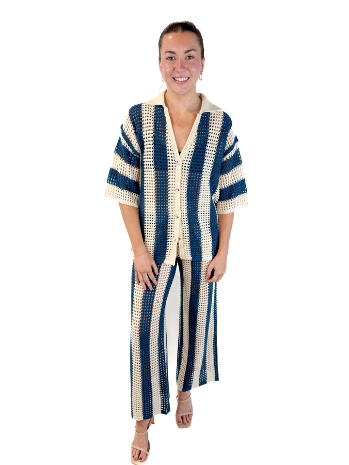 Vici blue/white striped knit set NWT (retails for $118)