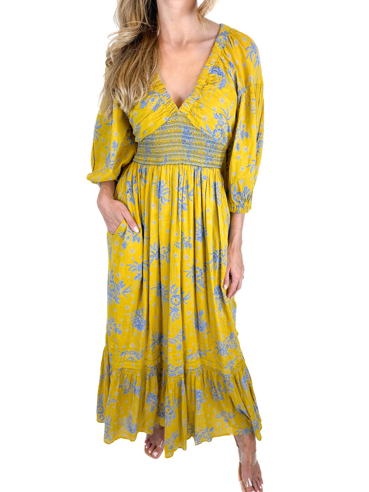 Free People Golden Hour Maxi Dress in Eqyptian Palm Combo (XS)