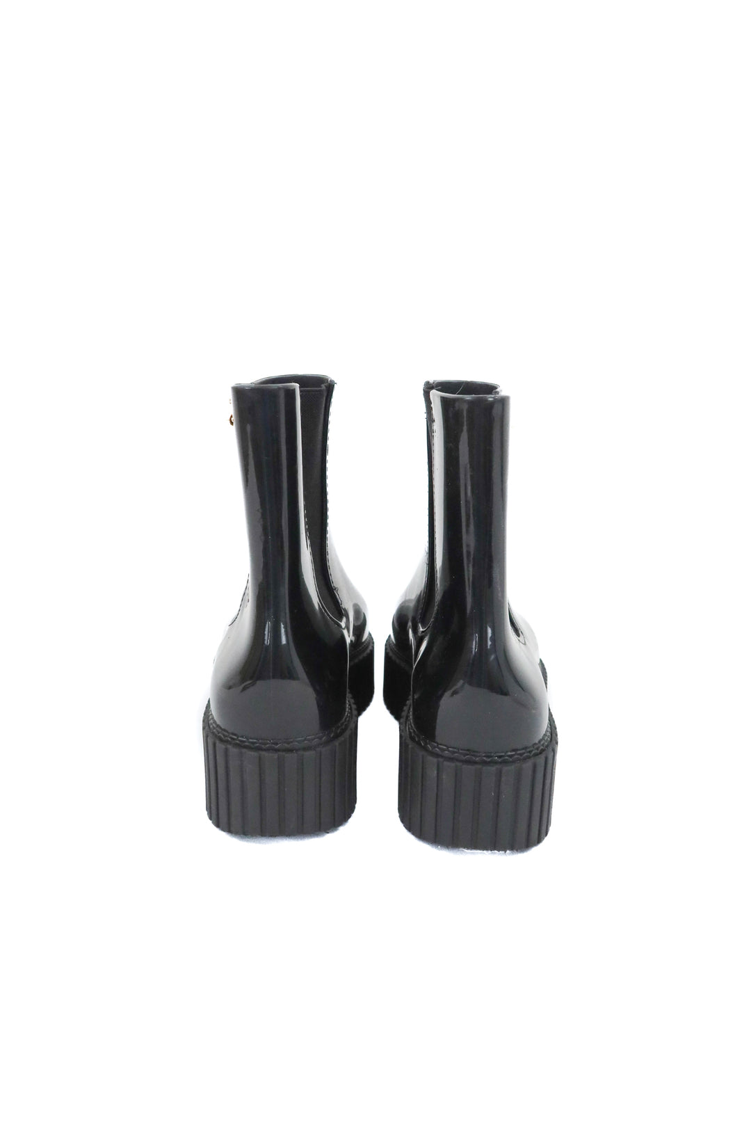 vivienne westwood x melissa black platform waterproof boots (6; retail $200)
