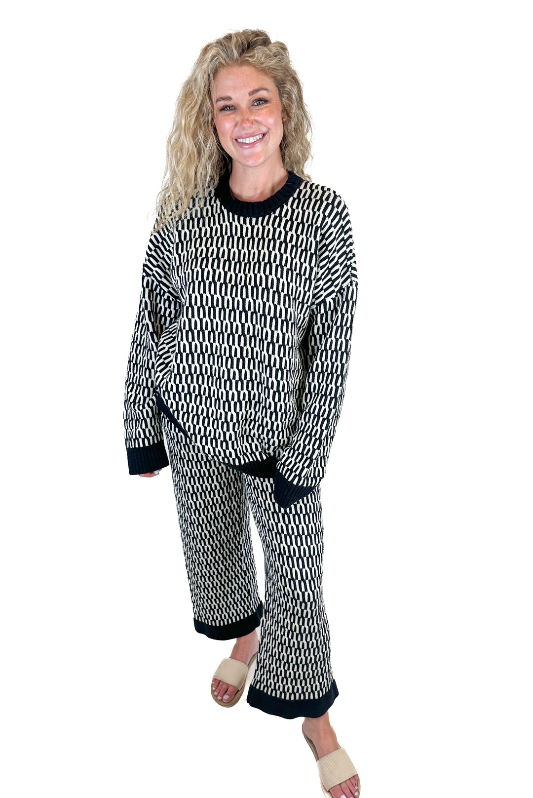 Show Me Your Mumu Black and White Knit Set (M)