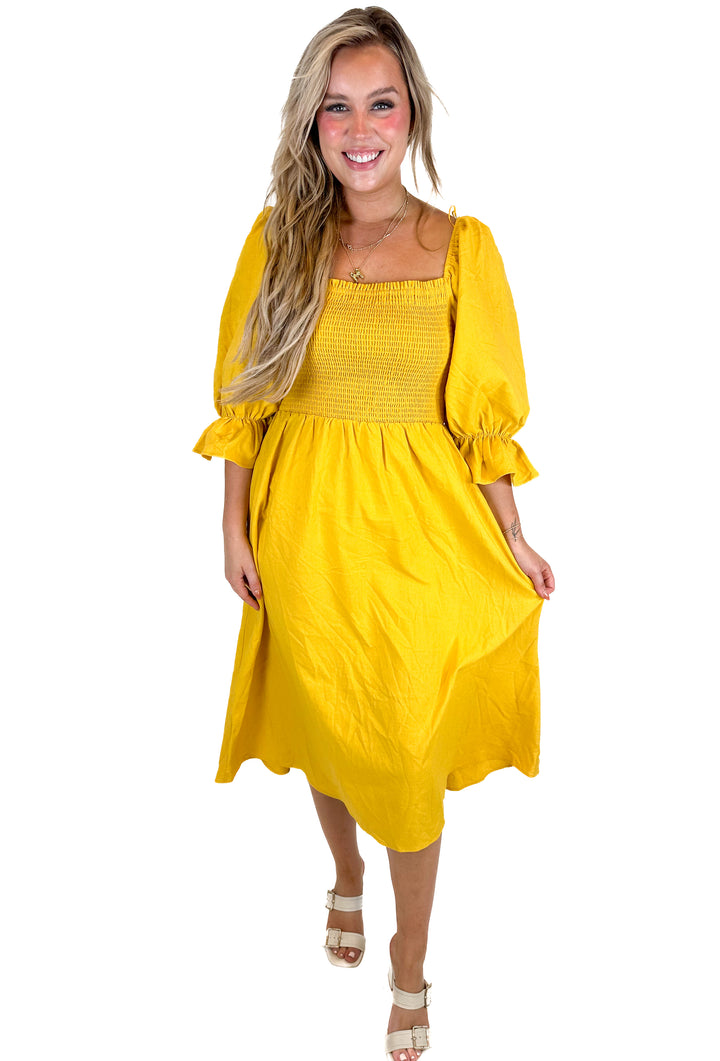 Aura Marigold Midi Dress (L)