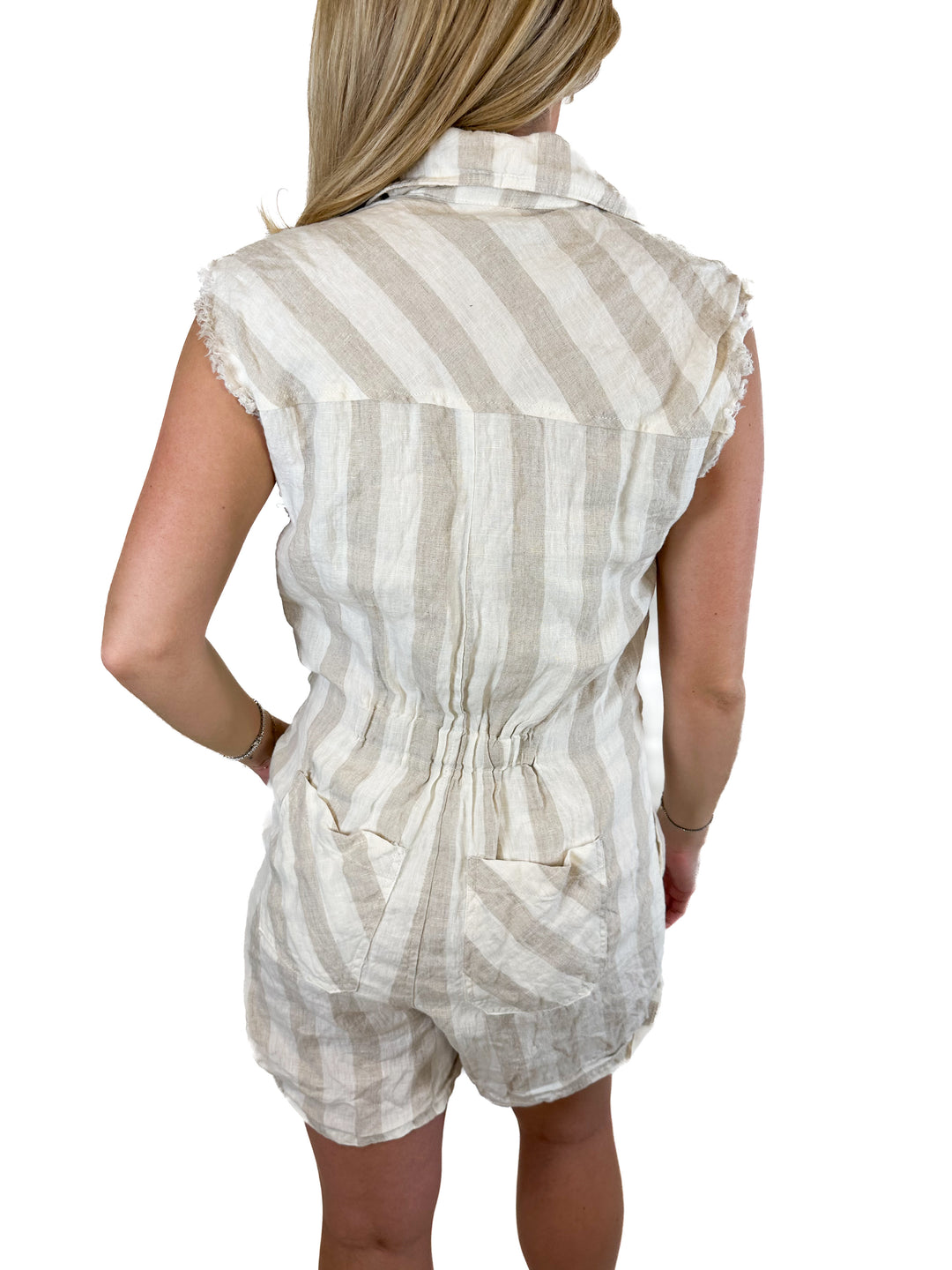 Blank NYC Striped Linen Romper (XS)