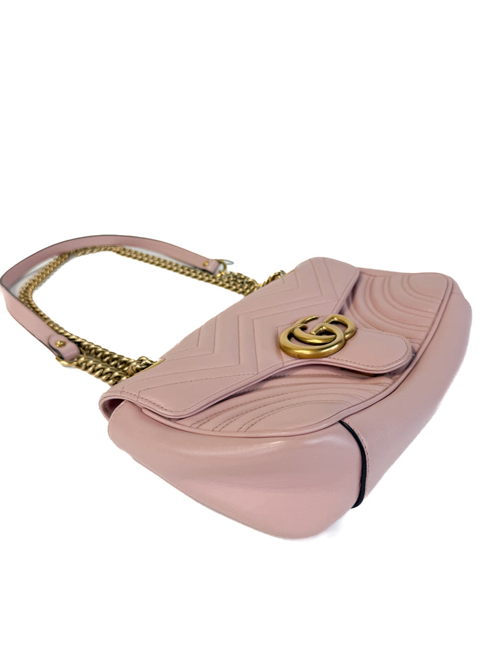Gucci Calfskin Matelasse Small GG Marmont Shoulder Bag (retail $2,600)