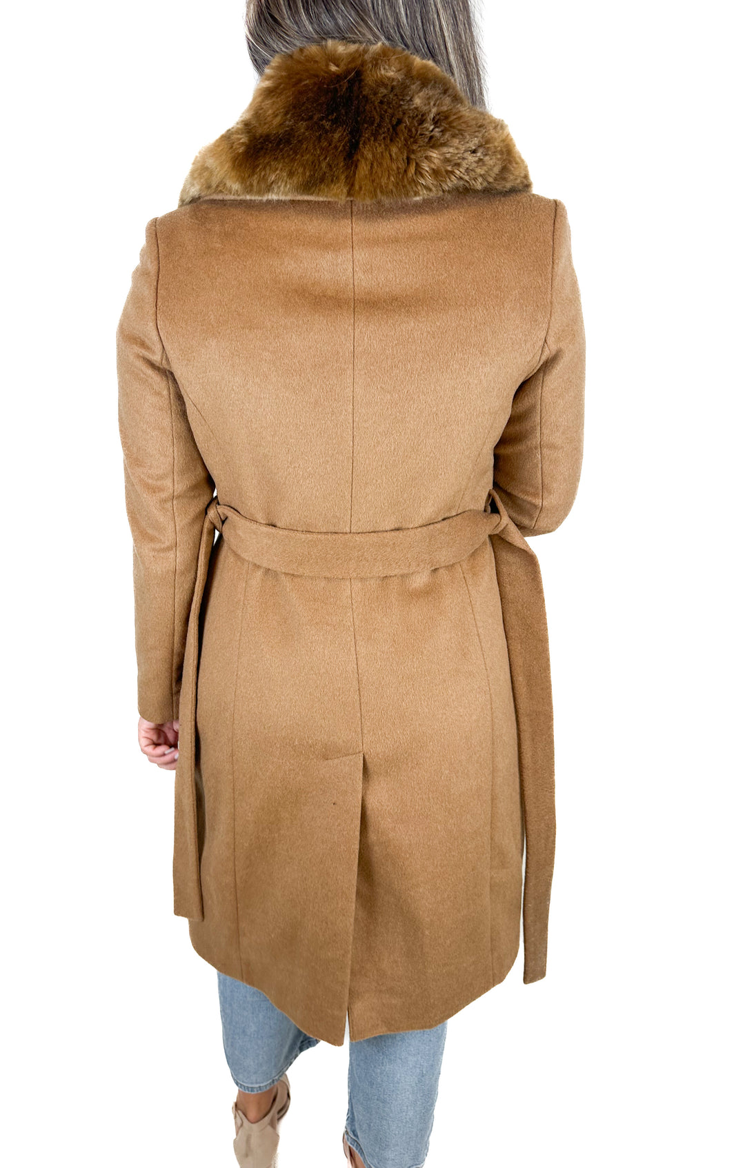 Rachel Parcel Faux Fur Collar Wool Blend Coat (6)