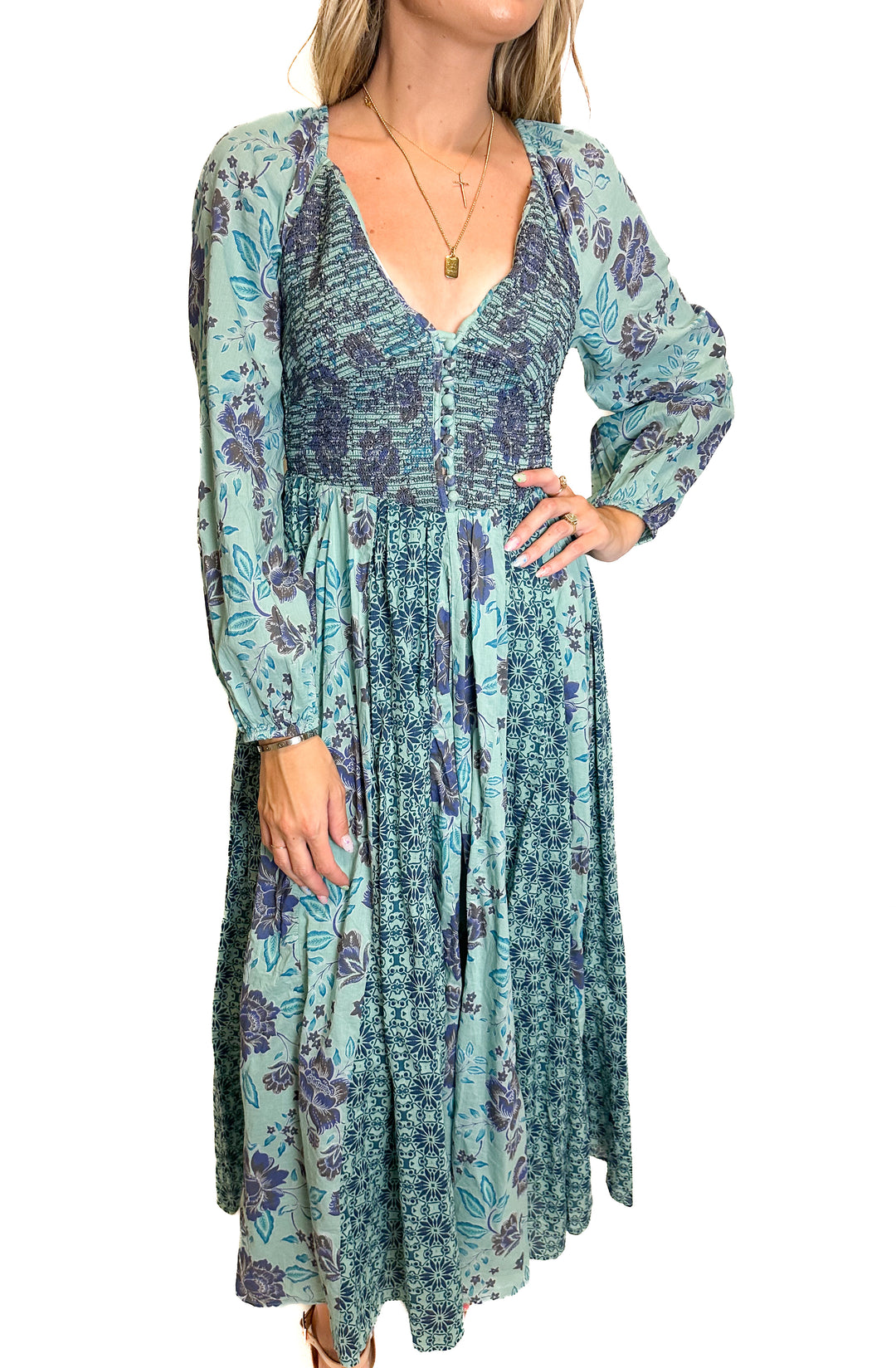 Free People Green Floral Maxi Dress NWT (XS)