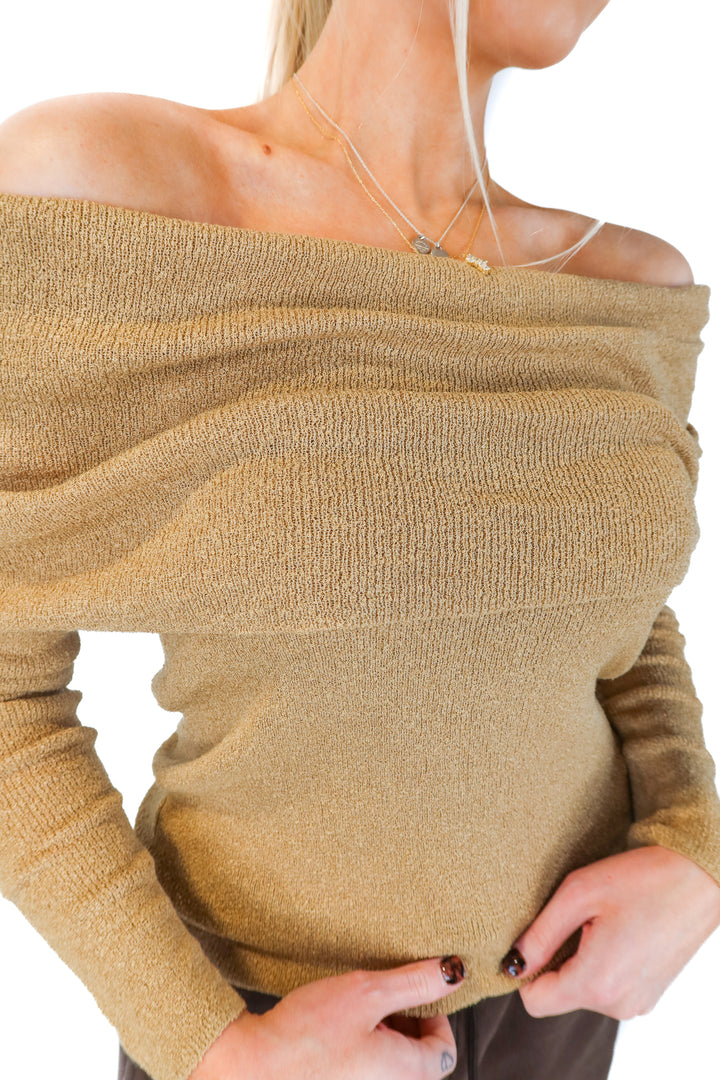 wayf brown off the shoulder top NWT (m; retail $70)