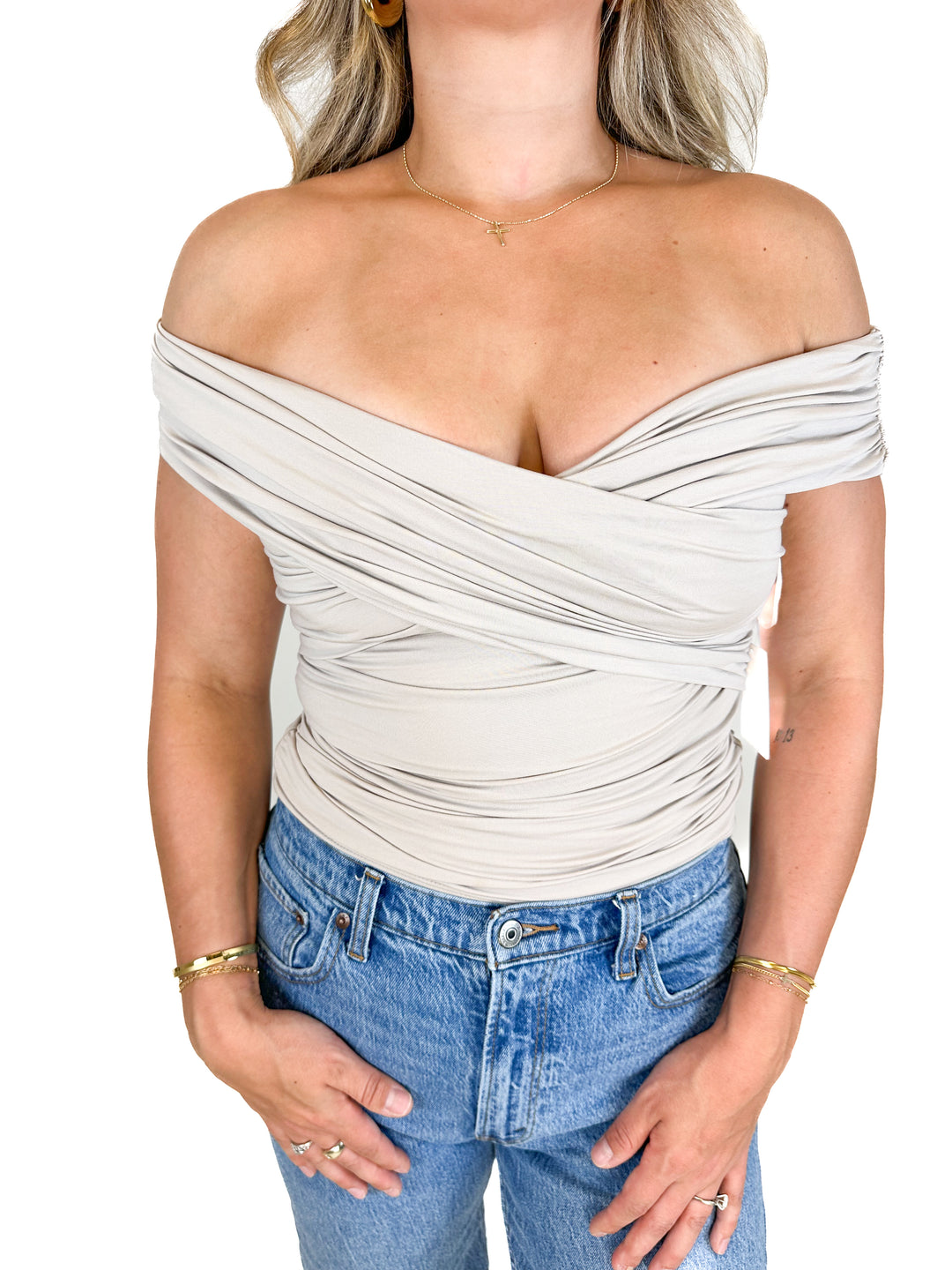 Abercrombie Taupe Draped Top NWT (S)