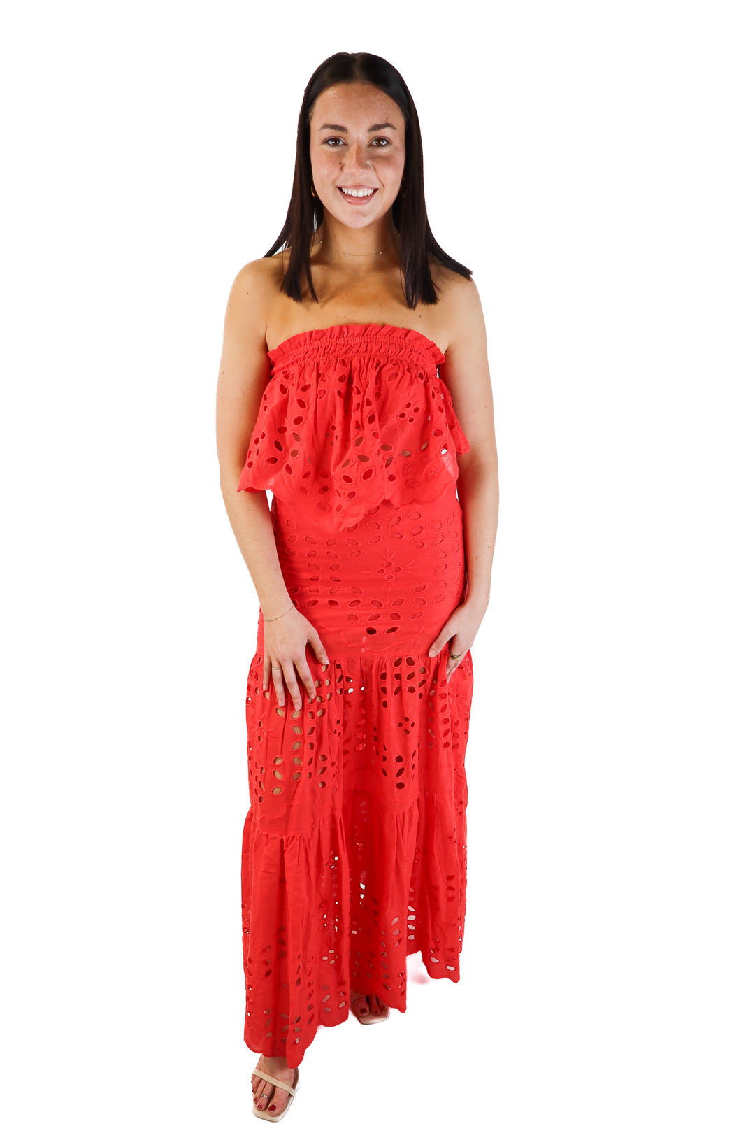 Luxxel Floral Eyelet Red Set (M)