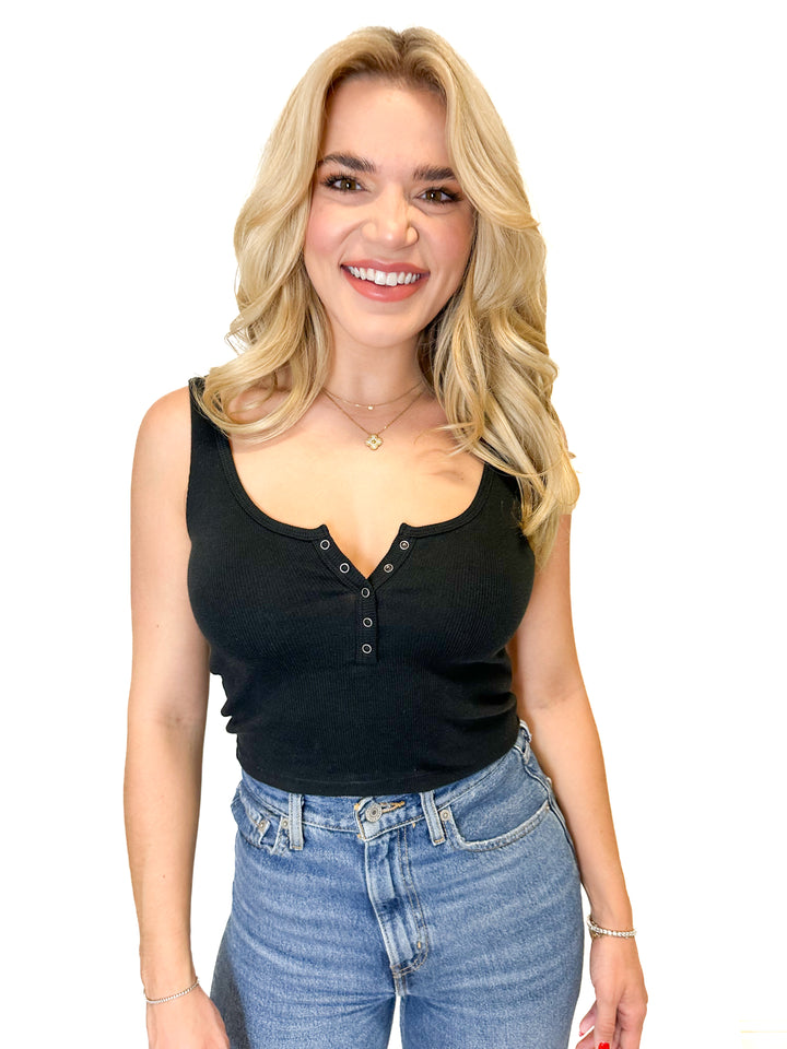 Abercrombie Black Cropped Tank Top (XS)