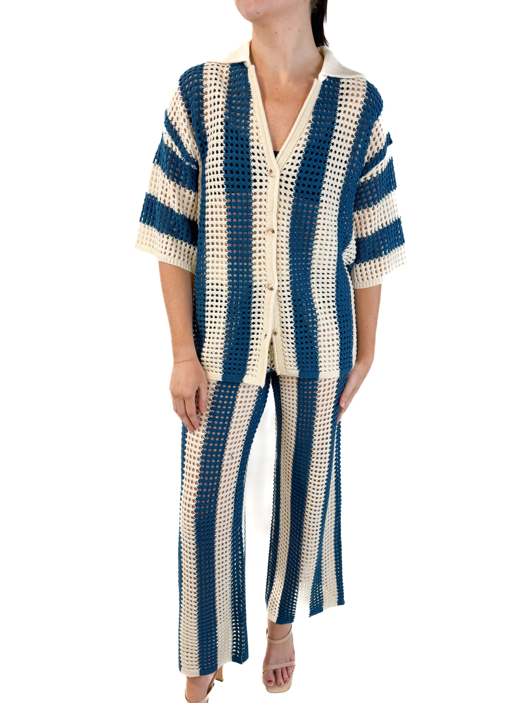Vici blue/white striped knit set NWT (retails for $118)
