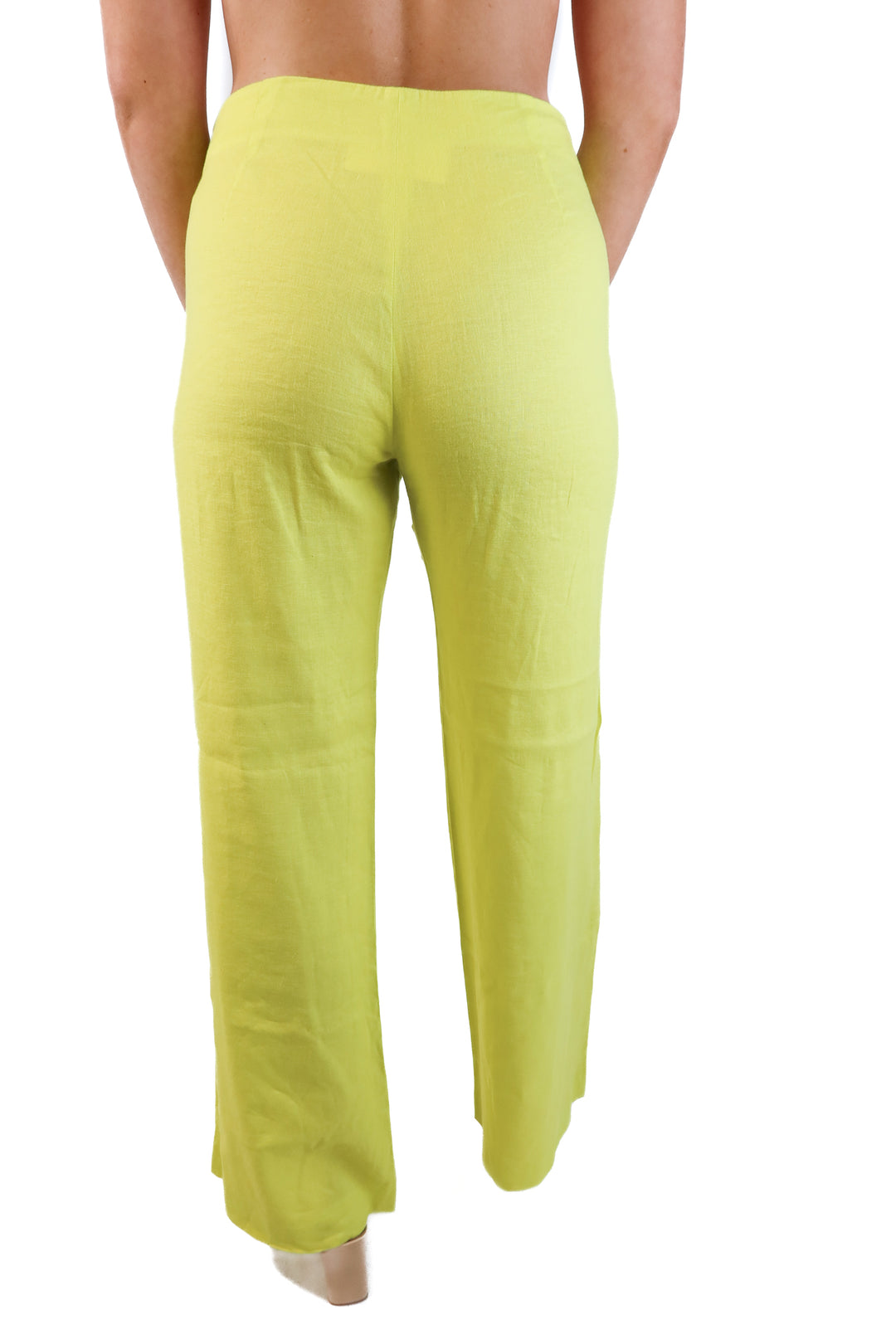 French Connection Chartreuse Linen Pants (6; retail $118)
