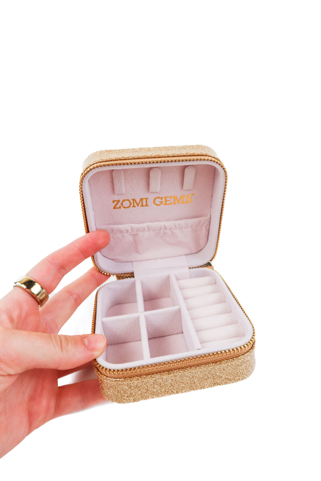 Zomi gems patent glitter and smiley face jewelry travel case NWOT (retails for $25)
