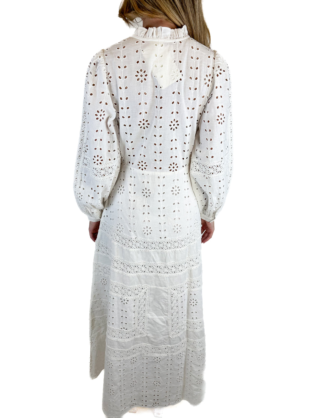 Sezane White Eyelet Maxi Dress NWT (34)