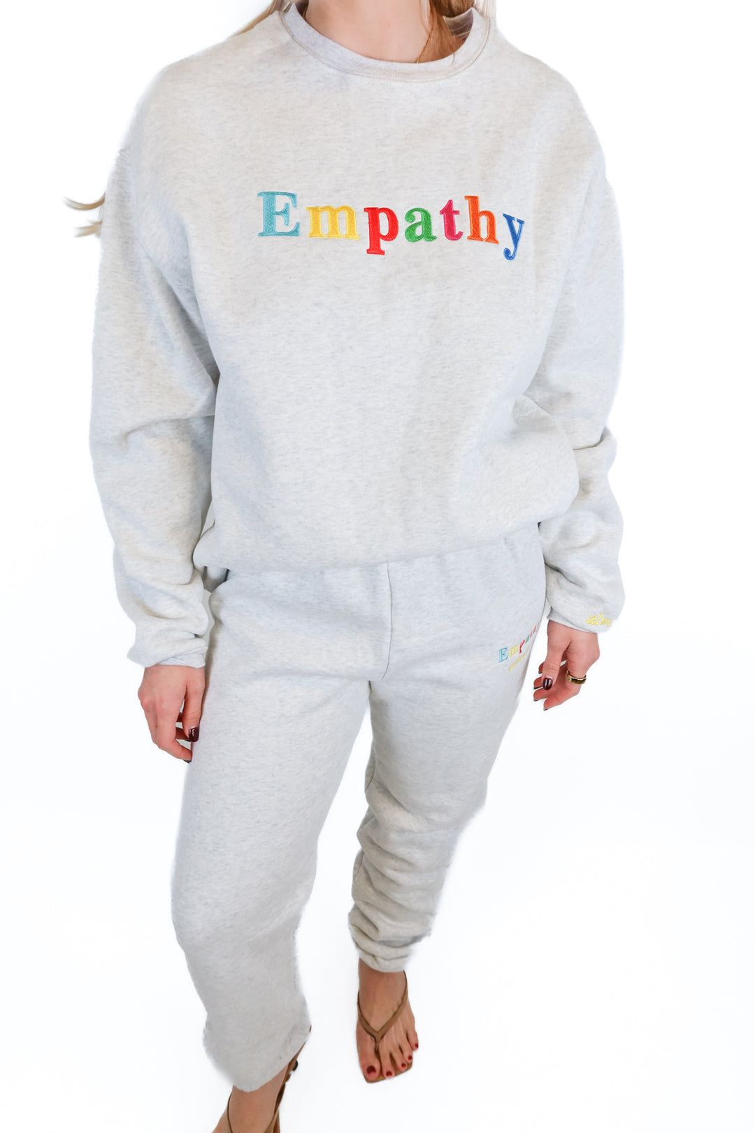 Heather Gray Empathy Embroidered Sweatsuit (S/M)