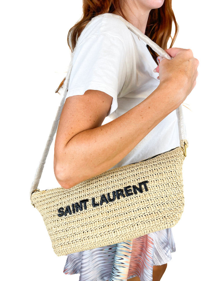 Saint Laurent Le Rafia Logo Shoulder Bag NWOT (retails for $1350)