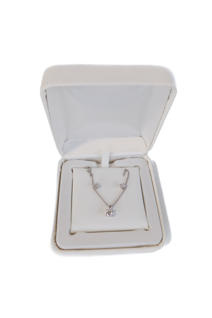 With Clarity Lab diamond earring and necklace set in 925 silver (NWOT, retails $1,000)