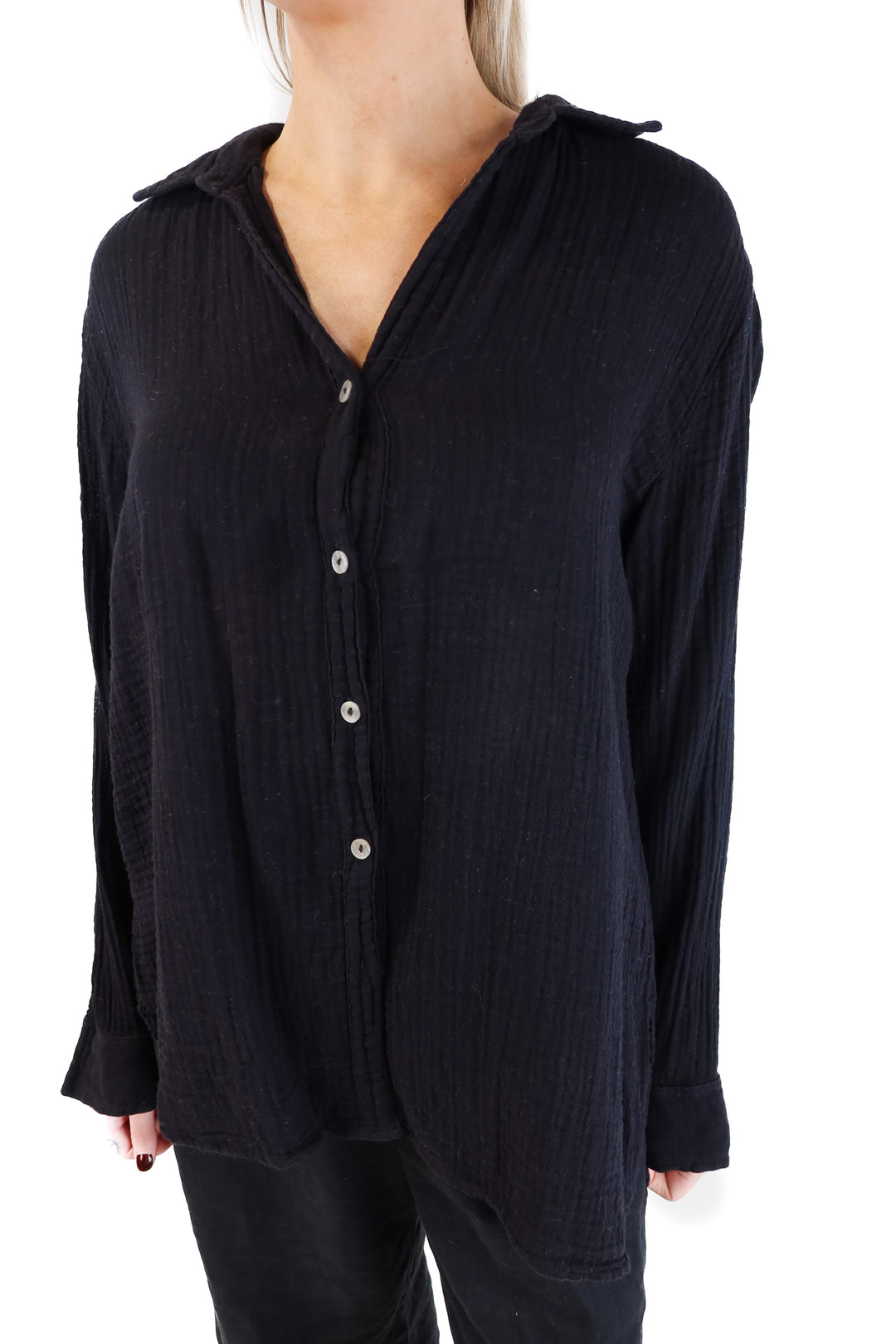Michael Stars Black Cotton Shirt (M; retail $118)