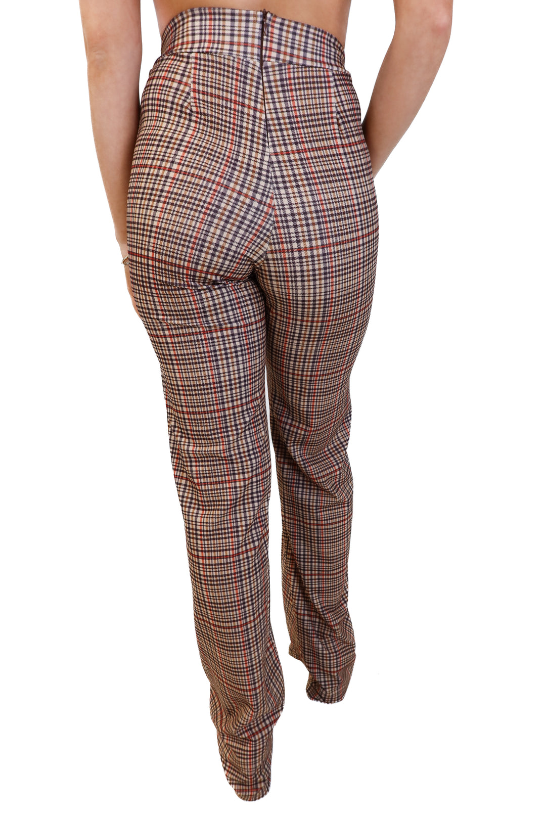 Canvas plaid flare pants (s)