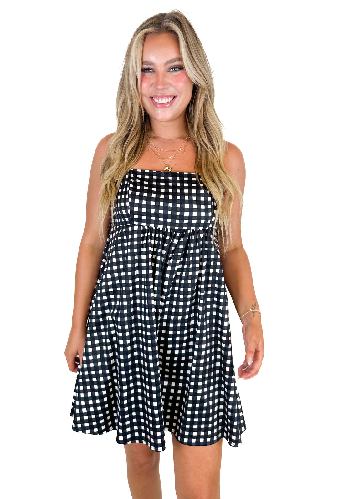 Hutch Black and White Checked Romper NWT (S)