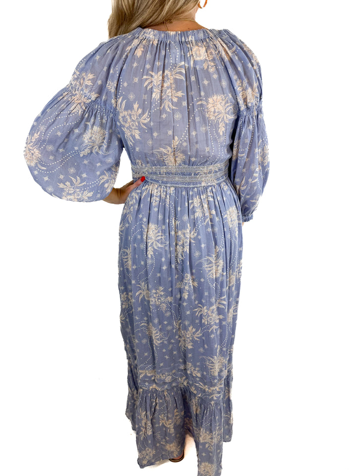 Free People Floral Print Light Blue Dress (XS)