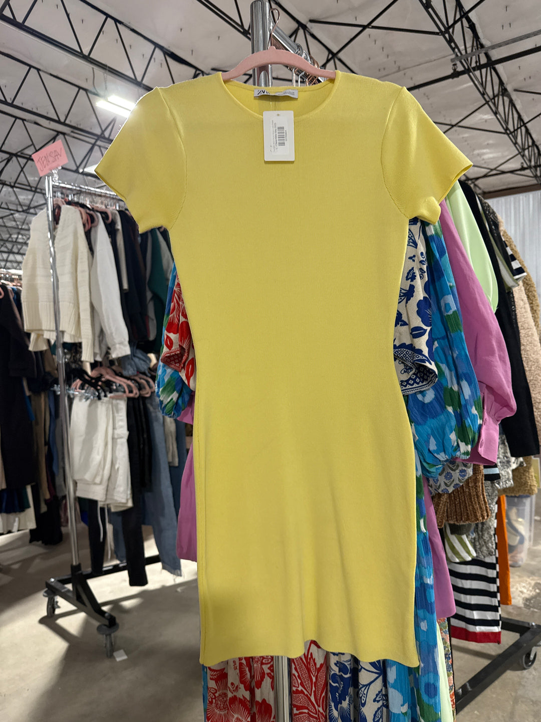 SOLD: Zara Butter Yellow Knit Mini Dress (L; retail $79.90)