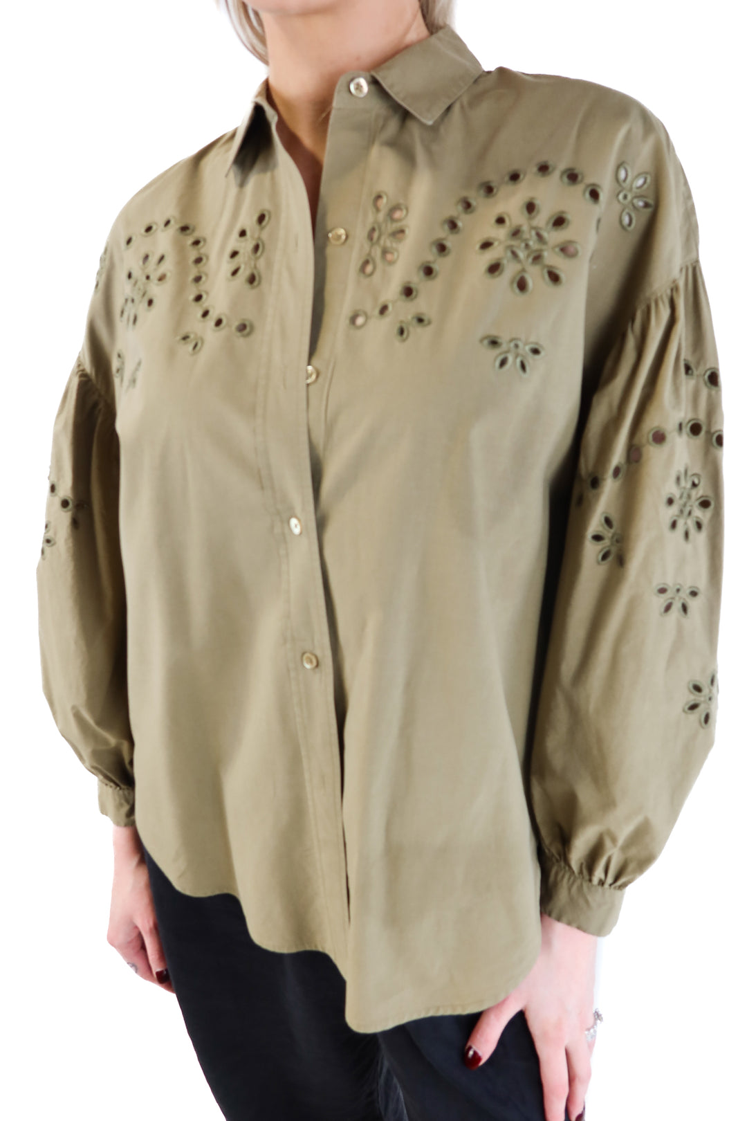 Rails Olive Eyelet Shirt (S; retails for $122.92)
