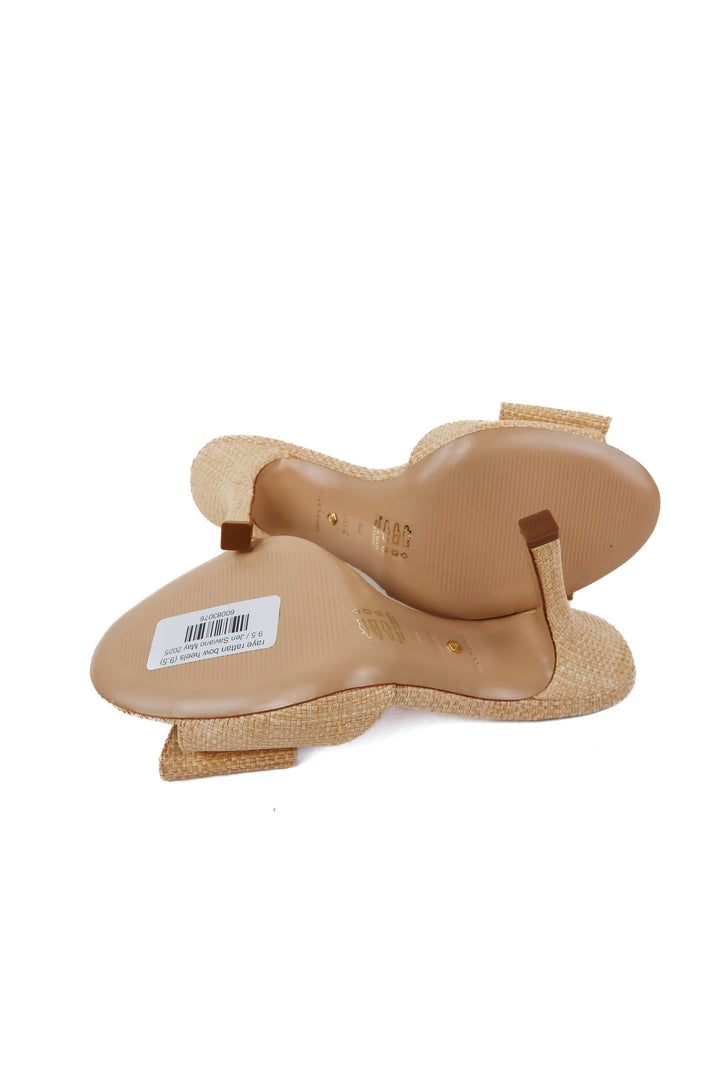 raye rattan bow heels (9.5; retail $158)