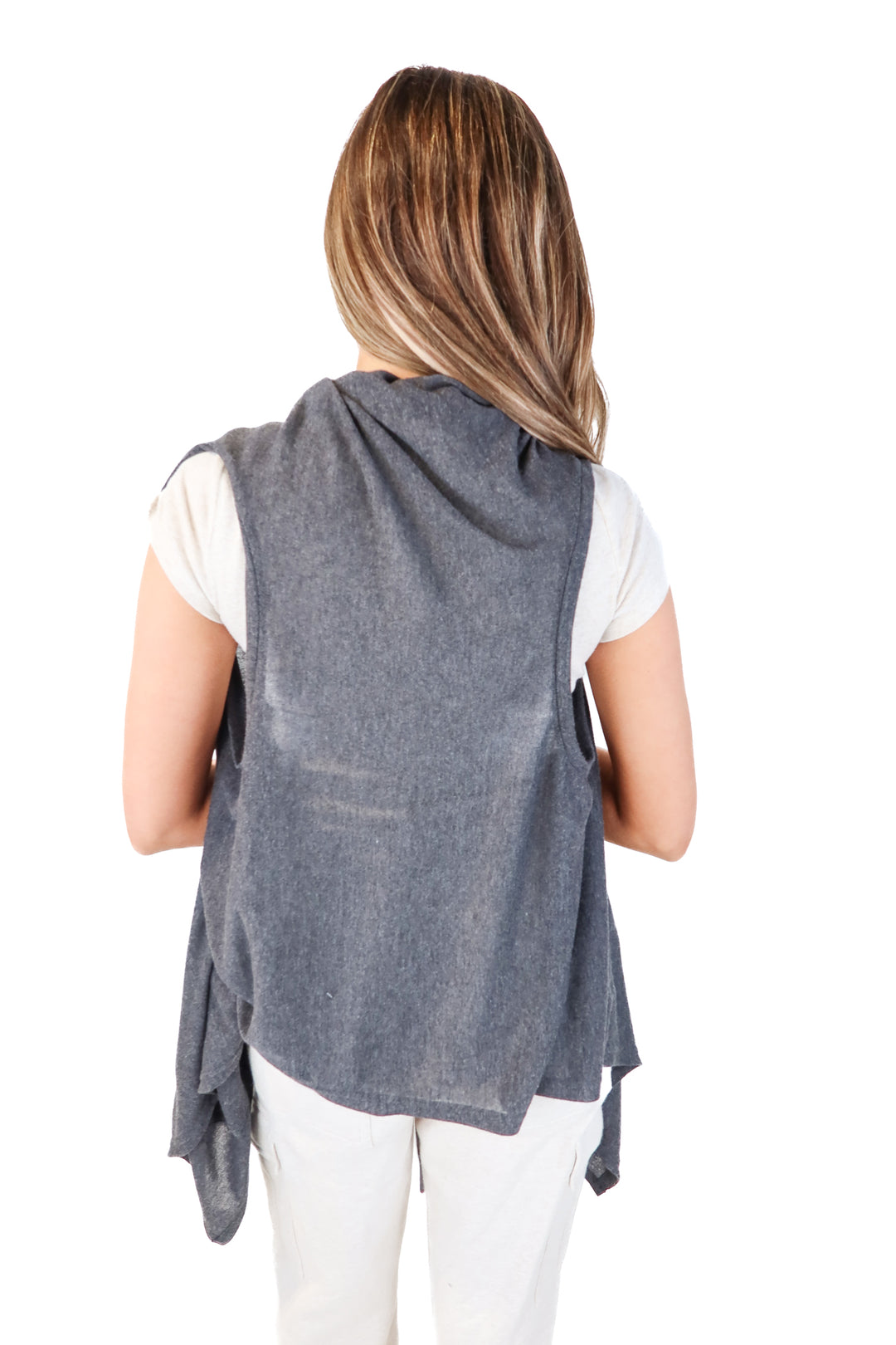 Ryu Charcoal Knit Pocket Wrap Vest (*S)