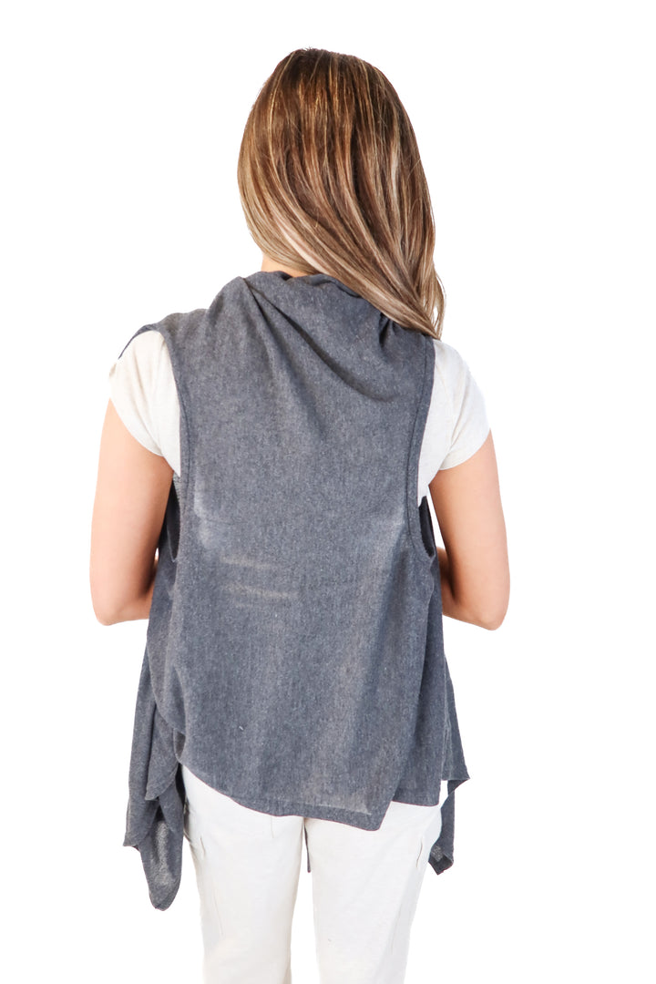 Ryu Charcoal Knit Pocket Wrap Vest (*S)
