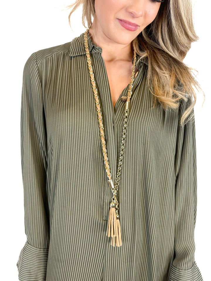 Leather and Metal Chain Belt / Necklace