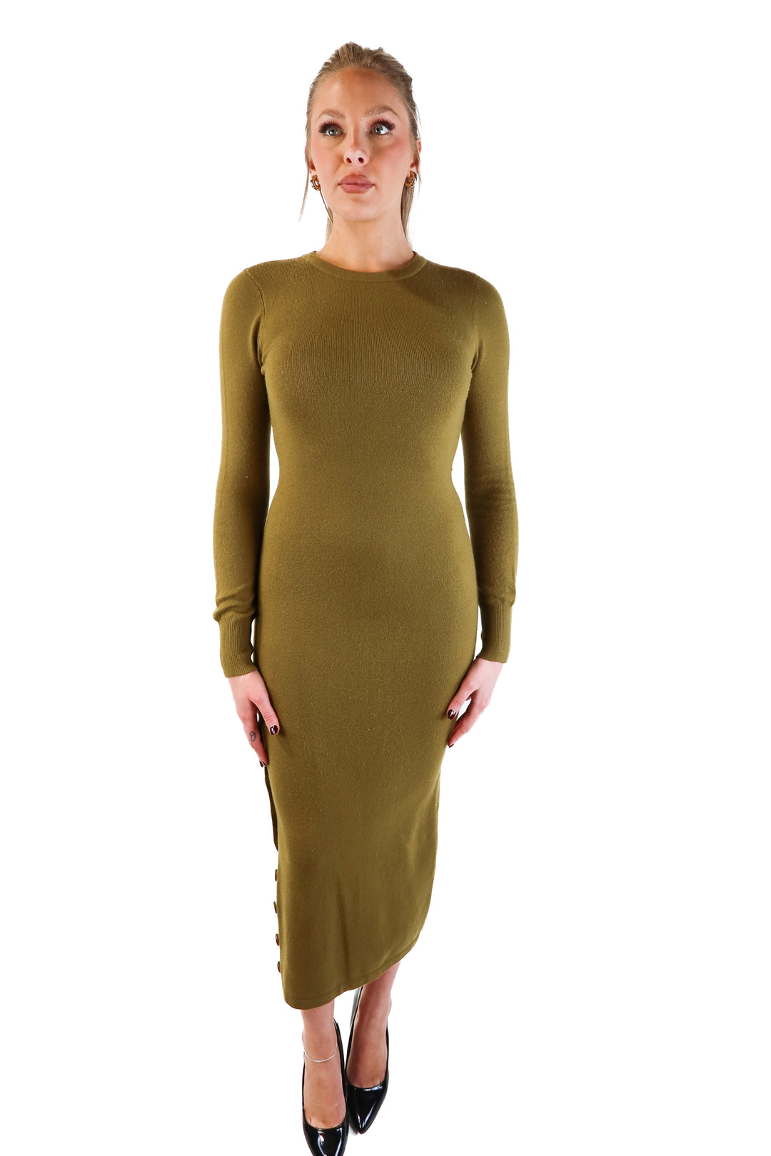 French Connection Olive Green Sweater Dress (S; retail $118)