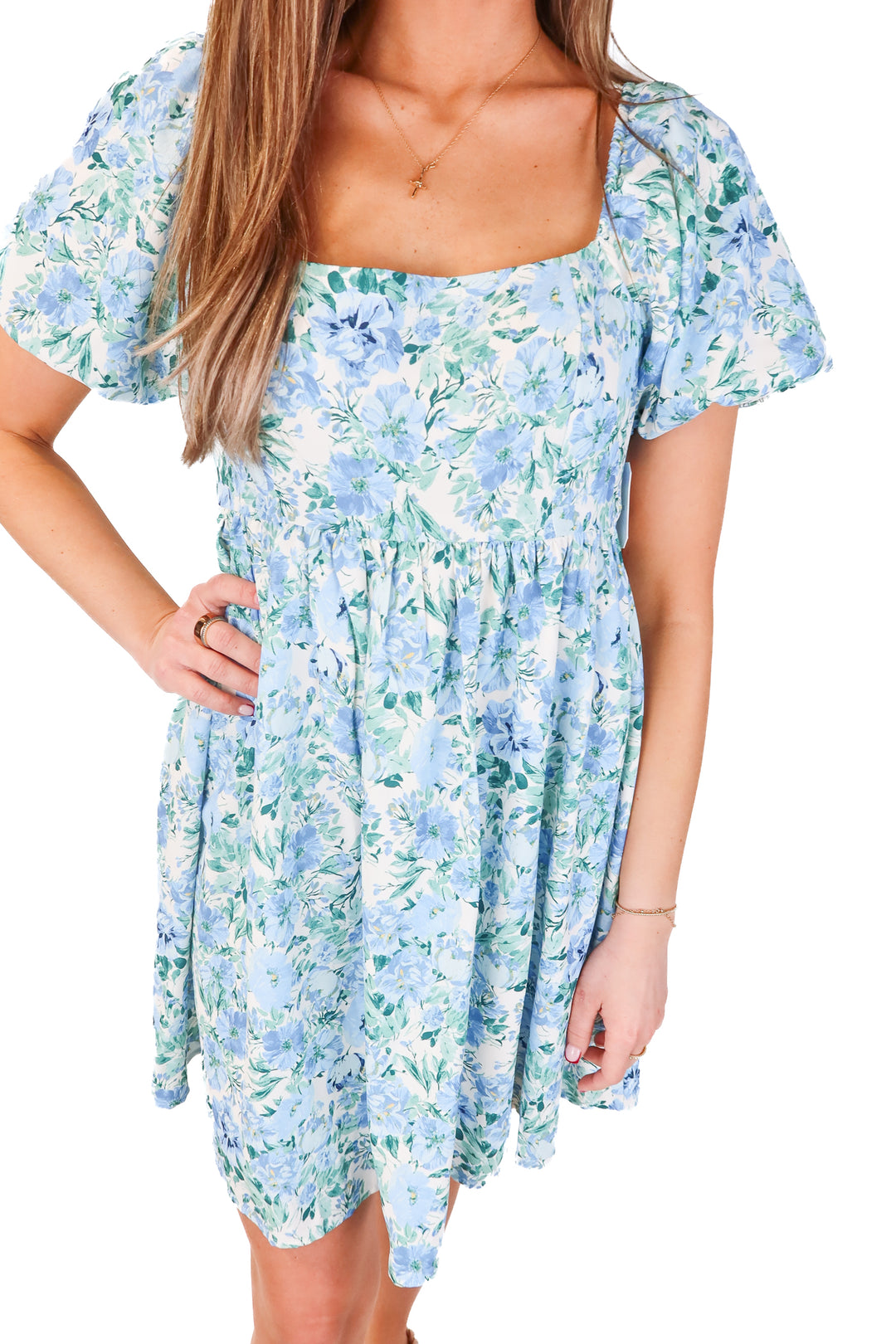 altard state blue floral metallic dress (s; retail $78)