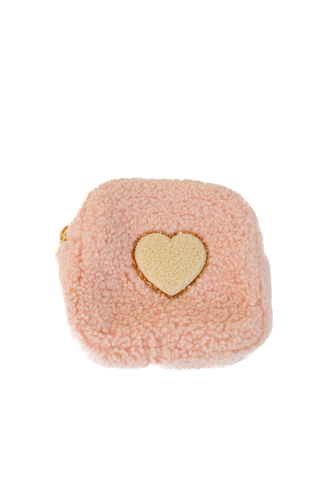 stoney clover pink furry heart pouch (retail $110)